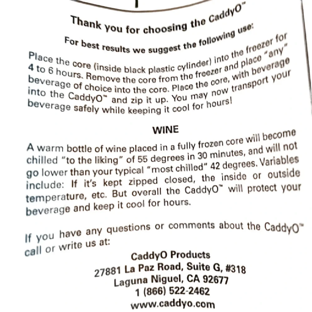 601. NWT CADDY-O WINE COOLER CARRY BAG